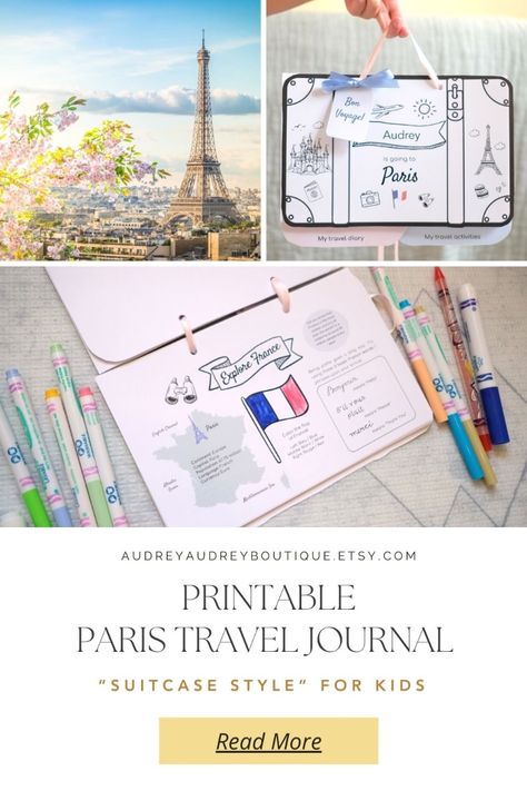 Transform Your Family Adventures into Cherished Memories with Our Personalized Kids’ Travel Paris Journal Kit! Read our blog to know more what's inside! :) #traveljournaling #kidstraveljournal #kidstravelactivities #kidstraveltips #kidstraveller #travellingwithkids #travelllingwithkidscanbefun #traveljournals Paris Travel Journal, Travel Journal For Kids, Kid Travel Kit, Paris Journal, Paris Printables, Kids Travel Activities, Kids Travel Journal, Paris Kids, Journal For Kids