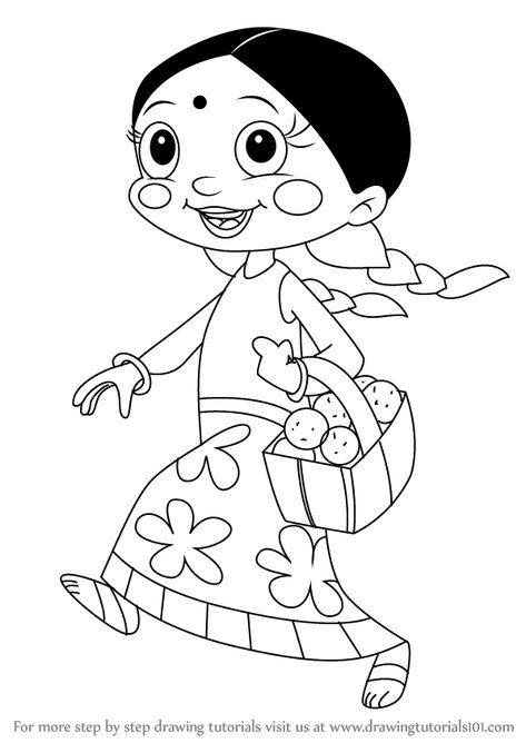 Chutki from Chhota Bheem is a 7 year old girl and she is the closest friend of Bheem. While she is mostly found assisting Bheem in his adventures, she can be tough too - when required Bheem Chutki Drawing, Chotta Bheem Chutki, Chotta Bheem Drawing, Chhota Bheem Drawing, Chota Bheem, Chhota Bheem, Pikachu Drawing, Buddhist Art Drawing, Easy Cartoon Drawings