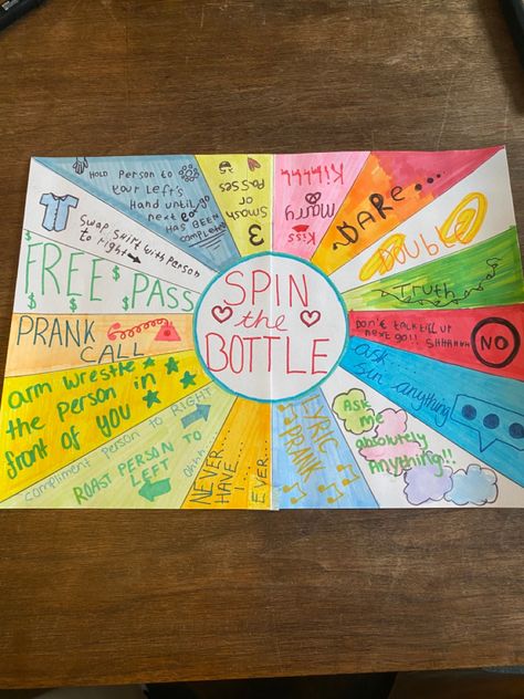 Its a spin the bottle for early teens @ a sleepover yaaaaas Pool Movie Party, Pool Party Activities For Teens, Spin The Bottle Board, Spin The Bottle Ideas For Friends, Pool Games For Teens, Sleepover Games For Teens, Bestie Activities, Pool Party Activities, Summer Sleepover