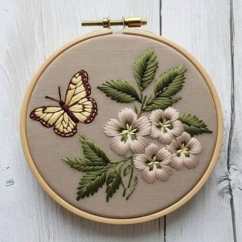 Flower embroidry Floral Embroidery Patterns Templates, Embroidery Designs Butterfly, Handmade Logo Design, Embroidery Hacks, Etsy Patterns, Diy Valentinstag, Bird Embroidery Pattern, Embroidery Butterfly, Hand Embroidery Patterns Free