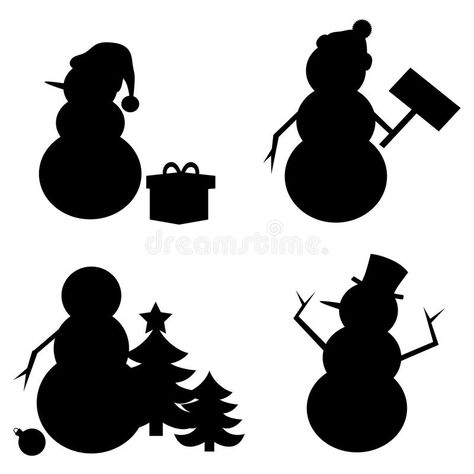 Snowman Silhouette royalty free illustration Happy Face Cartoon, Snowman Silhouette, Snowman Vector, Snowman Cartoon, Snowman Christmas Cards, Funny Snowman, Christmas Photo Props, Gift Vector, Snowman Christmas Decorations