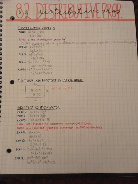 Algebra: Distributive Property Notes Law Of Sines, Math Tips, Studying Stationary, Organization Notes, Middle School Literacy, Note Ideas, Distributive Property, 8th Grade Science, Ninth Grade