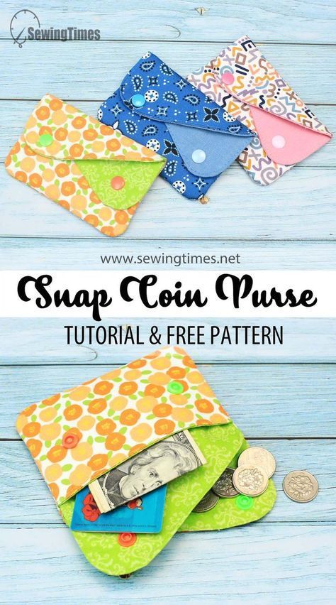 Diy Coin Purse Pattern, Coin Purse Sewing Pattern, Coin Purse Sewing, Snap Coin Purse, How To Crochet For Beginners, Diy Coin Purse, Coin Purse Pattern, Coin Purse Tutorial, Wallet Sewing Pattern