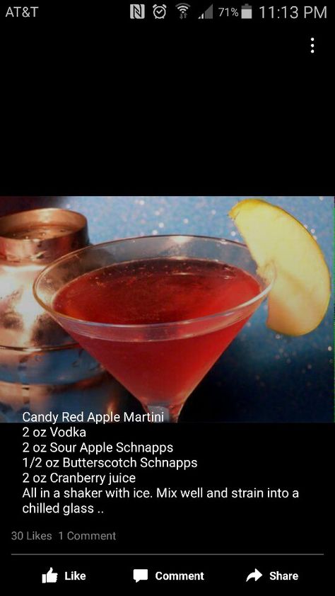 Candy Apple Martini Candy Apple Martini Recipe, Candy Apple Martini, Easy Fall Martini Recipes, Candy Apple Cocktail, Bartender 101, Fall Martini, Apple Martini Recipe, Boozy Recipes, Bartender Drinks Recipes