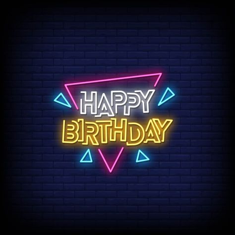 Happy birthday neon signs style text Pre... | Premium Vector #Freepik #vector #light #text #neon #sign Clothing Fonts, Birthdays Wishes, Vijay Varma, Happy Birthday Neon Sign, Birthday Neon Sign, Happy Birthday Neon, Happy Birthday Logo, Happy Birthday Best Wishes, Neon Symbol