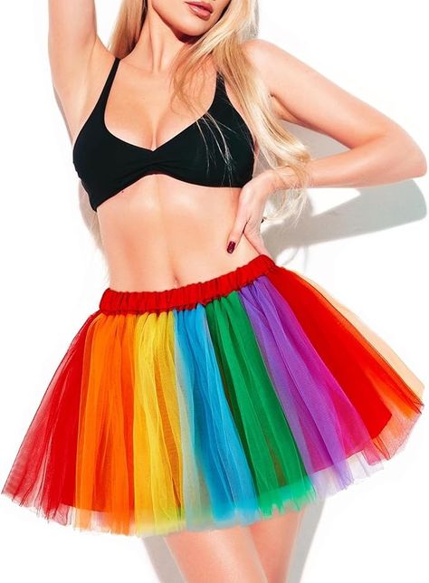 Amazon.com: Durio Rainbow Tutus Skirts Adult Tutu for Women Tulle Tutu Dress for Women Halloween Costume Skirt Girls Colorful One Size : Clothing, Shoes & Jewelry Tutu Dress For Women, Tutu Skirts For Women, Tutu For Women, Rainbow Halloween Costume, Halloween Tutu Dress, Black Tutu Skirt, Tutu Women, Tutu Dress Costumes, Tutu Skirt Women