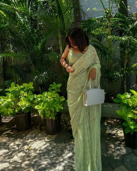 The Raghuvanshi's are the richest family in India. They have three so… #romance #Romance #amreading #books #wattpad Green Saree Asthetic, Green Sari Aesthetic, Desi Aesthetic Outfit Saree, Farewell Saree Inspo Aesthetic, Green Sari Look, Pastel Colour Saree For Farewell, Sage Green Indian Outfit, Sage Saree, Saree Inspo Aesthetic