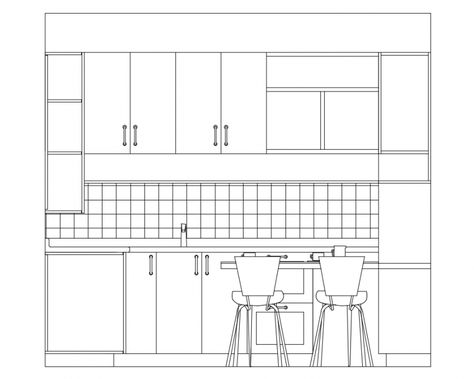 Dining Table Section Drawing, Dream Kitchen Drawing, Drawing Kitchen Design, Section Drawing Interior, Interior Section Drawing, Kitchen Section Drawing, Living Room Elevation Drawing, Dining Table Elevation, Sectional Kitchen