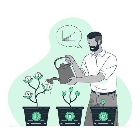 Investing concept illustration | Free Vector #Freepik #freevector #business-benefits #finance #benefits #investment Watering Plants, Finance Icons, Concept Illustration, Business Investment, Business Illustration, Wealth Management, Flat Illustration, Illustration Character Design, Business Finance