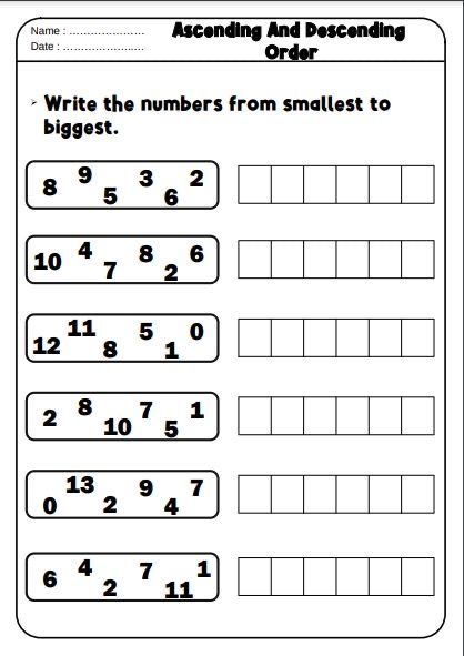 Arrange Numbers From Least To Greatest, Preschool Pattern Worksheets, Worksheet For Class 2, Kumon Math, Number Worksheets Kindergarten, Kindergarten Math Worksheets Free, Cvc Words Kindergarten, Math Exercises, Math Addition Worksheets