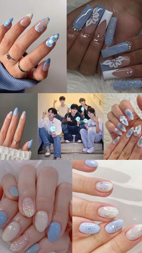 Kpop Nails Designs Tomorrow By Together, Txt Themed Nails, Seventeen Inspired Nails Kpop, Txt Nail Art, Kpop Acrylic Nails Txt, Txt Nails, K Pop Nails, Nails Inspiration, Nail Art