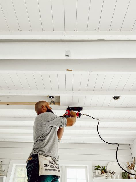 Add some more character to your home with this DIY  #DIY #CeilingStyle #Ceiling #HomeDecor #FarmhouseStyle #CottageStyle #OldHomeLove #FauxCeiling #Shiplap Basement Decoration, Exposed Ceilings, Dream Basement, Open Ceiling, Basement Apartment, Basement Makeover, Basement Ceiling, Basement Design Ideas, Basement Renovations