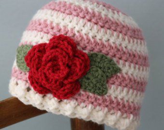 Flower Hat Crochet, Crochet Baby Cap, Pikachu Crochet, Women Winter Hat, Crochet Puff Flower, Cap Baby, Crochet Baby Beanie, Hat Flower, Rose Hat