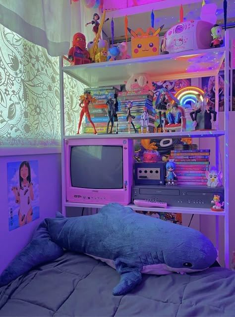 Neon Room Aesthetic, Y2k Room Ideas, Kidcore Room, Y2k Room, Neon Bedroom, Neon Room, Cute Bedroom Ideas, Cute Bedroom Decor, Cute Room Ideas