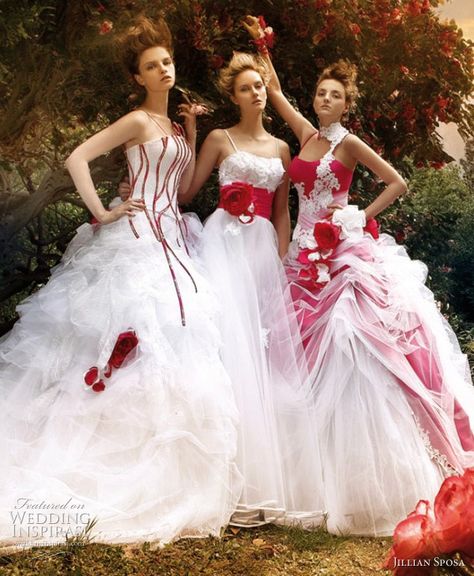 Red White Wedding Dress, White Ball Gown Wedding Dresses, Red And White Wedding, Ian Stuart, Red And White Weddings, Michael Cinco, White Ball Gowns, Red Wedding Dresses, White Wedding Dress