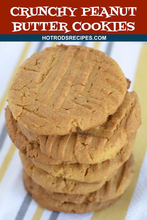 The crunchier the better. That's my motto. Here's my Peanut Butter Cookie recipe. Everybody loves peanut butter cookies and these are the best. #peanutbuttercookies #homemadecookies #cookierecipe #hotrodsrecipes Crunchy Peanut Butter Cookies, Butter Cookie Recipe, Best Peanut Butter Cookies, Crunchy Peanut Butter, Peanut Cookies, My Motto, Cake Mix Cookie Recipes, Sweet Dough, Butter Recipes