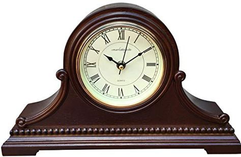 Vmarketingsite Mantel Clocks For Living Room, Battery Operated, Silent Wood Table Clock with Westminster Chimes On Th... Elegant Mantel, Antique Mantel Clocks, Wooden Mantel, Handmade Desks, Wood Mantel, Wood Mantle, Classic Clocks, Wood Mantels, Mantel Clocks