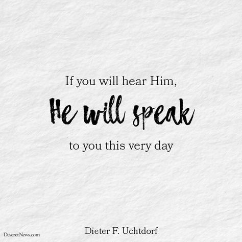 “No matter your history—if you have faltered, failed, feel broken, bitter, betrayed, or beaten—know that you are not alone. God still calls to you. ... If you will hear Him, He will speak to you this very day.” From #PresUchtdorf’s pinterest.com/pin/24066179228856353 inspiring #LDSconf facebook.com/223271487682878 message lds.org/general-conference/2017/10/a-yearning-for-home. #ShareGoodness Hear Him Lds, Lds Memes, Elder Holland, Personal Revelation, General Conference Quotes, Church Quotes, Inner Peace Quotes, Spiritual Thoughts, Saint Quotes