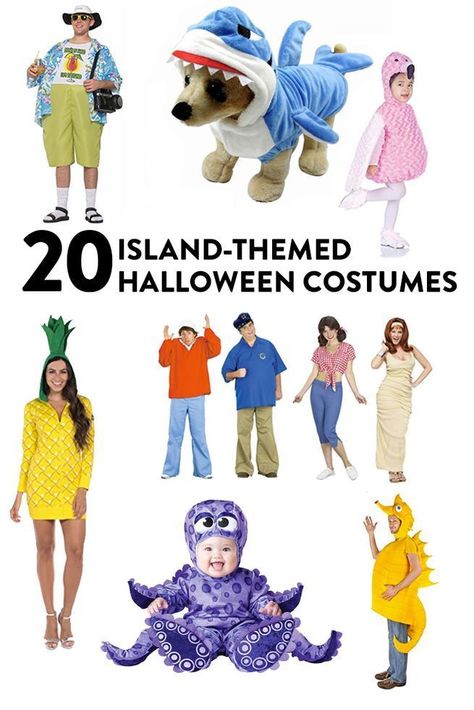 20 Island-themed Halloween Costumes Beach Themed Costumes, Florida Tourist Costume, Tropical Halloween Costume, Treasure Island Costumes, Gilligans Island Halloween Costumes, Gillian’s Island Costume, Tropical Halloween, Themed Halloween Costumes, Bolero Dress