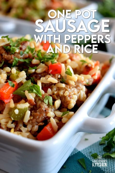 Peppers And Rice, One Pot Sausage, Sausage And Rice Casserole, Ground Sausage Recipes, Sausage Peppers And Onions, Sausage Recipes For Dinner, Sausage Rice, Sausage Peppers, Italian Sausage Recipes