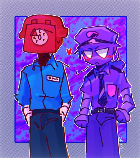 Phone Guy X Purple Guy, Ourple Guy, Vincent Bishop, Purple Pie Man, Vincent Fnaf, Rebornica Fnaf, Phone Guy, Pole Bear, Fnaf Oc