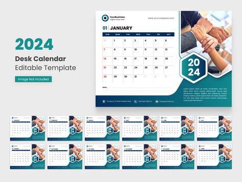 Desk Calendar 2024 Vector Editable Template by Syaifullah Calendar Desk Design, Desk Calendar Template, Calendar 2024, Desk Calendar, Desk Design, Desk Calendars, Editable Template, Print Design, Desk