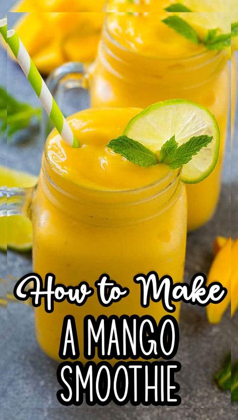 This mango smoothie is made with frozen mango, yogurt, banana and juice, all blended together into an ultra creamy drink. Mango Recipes Healthy, Best Mango Smoothie, Thick Smoothie Recipe, Mango Smoothie Recipe, Smoothie Mango, Mango Yogurt, Mango Recipe, Yogurt Banana, Cafe Recipes