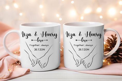 Personalized Couple Mug. Anniversary, Wedding, Engagement Gift Couple Mug, Couple Mugs, Personalized Couple, Photo To Video, Anniversary Wedding, Engagement Gifts, Glass Painting, Wedding Engagement, Mug