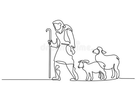 Line Drawing Images, Sheep Tattoo, Good Shepard, Sheep Drawing, Nativity Painting, Sheep Vector, Sheep Illustration, Christian Shirts Designs, Single Line Drawing