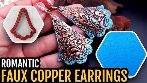 Copper Clay Jewelry, Polymer Clay Tutorials Free, Metal Clay Art, Copper Clay, Polymer Clay Tutorials, Wrapping Jewelry, Quilled Jewellery, Romantic Earrings, Polymer Clay Jewelry Tutorials