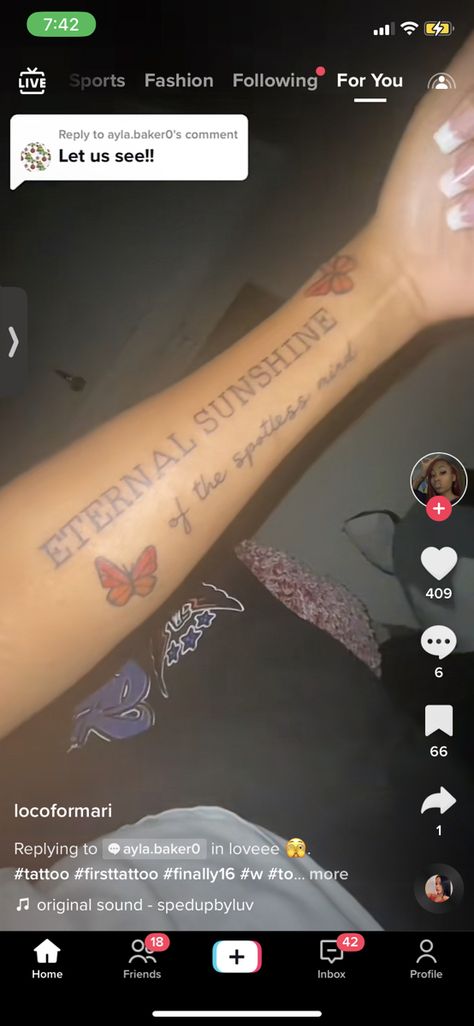 Eternal Sunshine Tattoo, Sunshine Tattoo, Tattoo On Arm, Verse Tattoos, Neck Tattoos Women, Neck Tattoos, Tattoos Women, Four Arms, Eternal Sunshine