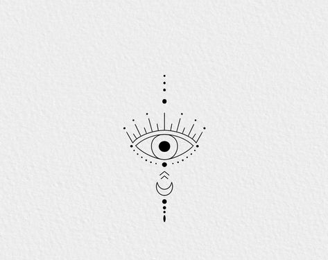 Protection Eye Tattoo, Hamsa Tattoo Design Simple, Simple Greek Tattoos, Hamsa Tattoo Design, Cute Simple Tattoos, Simple Tattoos For Women, Small Chest Tattoos, Evil Eye Tattoo, Wrap Tattoo