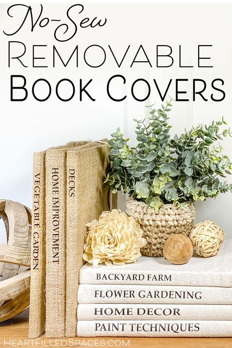 Covering A Book With Fabric, Cover A Book With Paper, Diy Decorative Books Cover, Cover Books For Decor, Linen Covered Books, Redoing Book Covers, Covering Books For Decor, How To Cover Books, Diy Vintage Book Cover