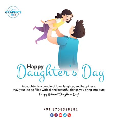 A daughter is a bundle of love, laughter, and happiness. May your life be filled with all the beautiful things you bring into ours. Happy National Daughters Day! #daughtersday #happydaughtersday2023 #happydaughtersday #gurugraphics Happy International Daughter's Day, Daughters Day Creative Ads, Happy National Daughters Day, Happy Daughter's Day, Happy Daughters Day, Daughter's Day, National Daughters Day, Daughters Day, Signature Fragrance