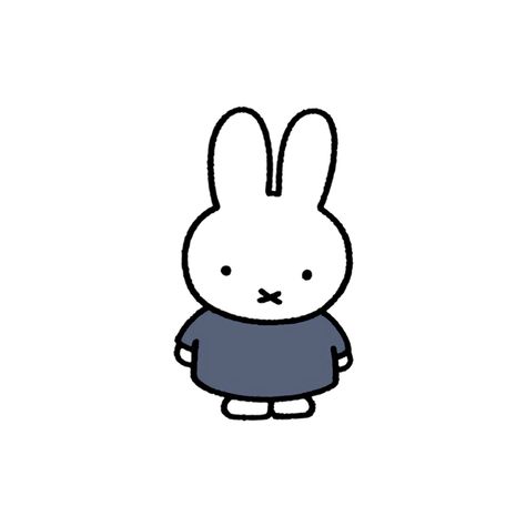 Miffy Icon, White Background, Blue, White, Black