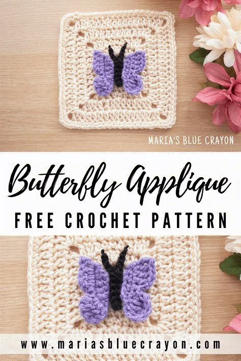 Crochet Butterfly Granny Square Free Pattern, Butterfly Crochet Cardigan, Butterfly Crochet Granny Square, Granny Square Applique, Crochet Butterfly Granny Square, Butterfly Granny Square Pattern, Butterfly Crochet Pattern Free, Butterfly Granny Square, Crocheted Butterflies