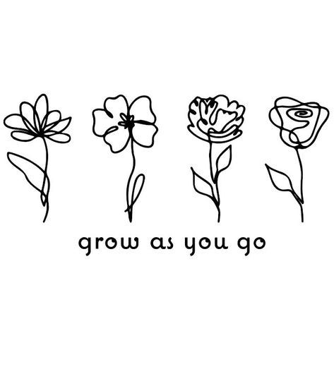 Grow As You Go Tattoo, Flowers Cricut Svg, Flower Growing Tattoo, Growing Flower Tattoo, Growing Tattoo Ideas, Personal Growth Tattoo, Jewellery Quotes, Darkside Tattoo, Senior Board