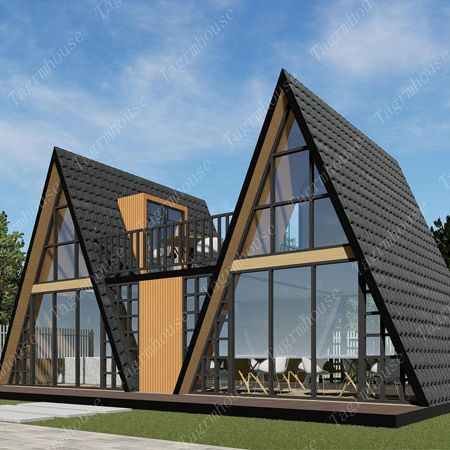 Modern Tiny House Design, Prefabricated Cabins, Kit House, Prefabricated Homes, Dome Homes, Triangle House, Prefab Houses, Geodesic Dome Homes, Container Houses