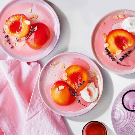 Dessert For Work, Garden Party Dinner, Poached Peaches, Labneh Recipe, Donut Peach, Best Afternoon Tea, Olive Oil Recipes, Food Reference, Wine Expert