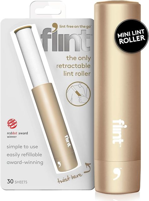 Amazon.com: Flint Classic Gold Retractable Mini Lint Roller with 30 Extra Sticky Sheets, Small and Portable Lint Roller, Ideal Pet Hair Remover Lint Roller, Travel Lint Roller, and Lint Roller for Clothes : Health & Household Mini Lint Roller, Locker Kit, Lint Rollers, Pet Hair Remover, Lint Remover, Lint Roller, Hair Remover, Classic Gold, Pet Hair