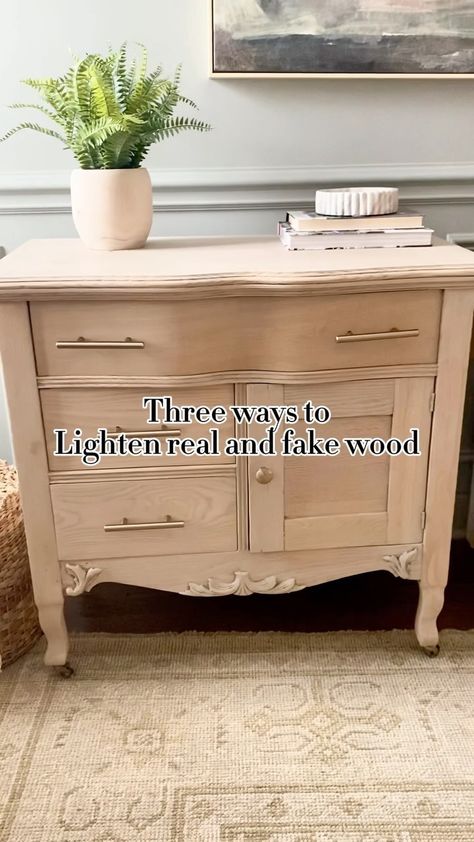 How to lighten your wood.. Details ⬇️ Comment “lighten”and I’ll send you the supplies(be sure to follow to make sure you recieve the… | Instagram How To Lighten Dark Wood Furniture, Bleaching Wood Furniture, Fake Wood, Laminate Furniture, Dark Wood Furniture, Wood Details, Furniture Painting, Furniture Makeovers, Refurbished Furniture