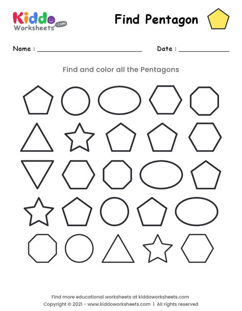 Class Worksheets, Phonics Cards, Geometry Shapes, Math Patterns, Pattern Worksheet, Pentagon Shape, Shapes Worksheets, Pre K Activities, Children's Activities