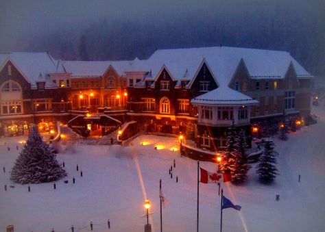 Canadian Christmas #christmas I need to go here please!!  Fairmont Banff Springs Hotel in Banff, Alberta........ Absolutely amazing. Snowy Mansion, Dreamy Christmas, Canadian Christmas, Dream Christmas, Canada Christmas, Fairmont Banff Springs, Fairmont Banff, Whistler Bc, Banff Canada