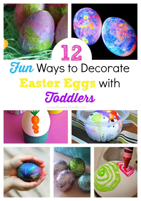 Fun ways toddlers can decorate eggs. Includes dye-free options from play dough and finger paint to melted crayons and glitter to get kids excited for Easter. Easter Eggs With Toddlers, Ways To Decorate Easter Eggs, Easter Egg Decorating Ideas, Decorate Easter Eggs, Egg Decorating Ideas, Melted Crayons, Traditional Easter, Easter Egg Dye, Easter Egg Painting