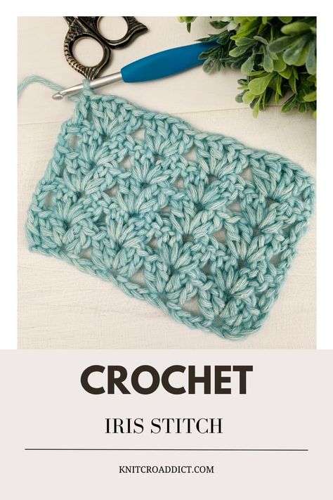 Crochet iris stitch pattern and video tutorial for beginners. Great stitch for blanket and garments. Crochet Iris Stitch, Crochet Iris, Crochet Baby Blanket Tutorial, Simple Crochet, Stitch Tutorial, Your Crochet, Crochet Stitches Tutorial, Crochet Instructions, Crochet Stitch