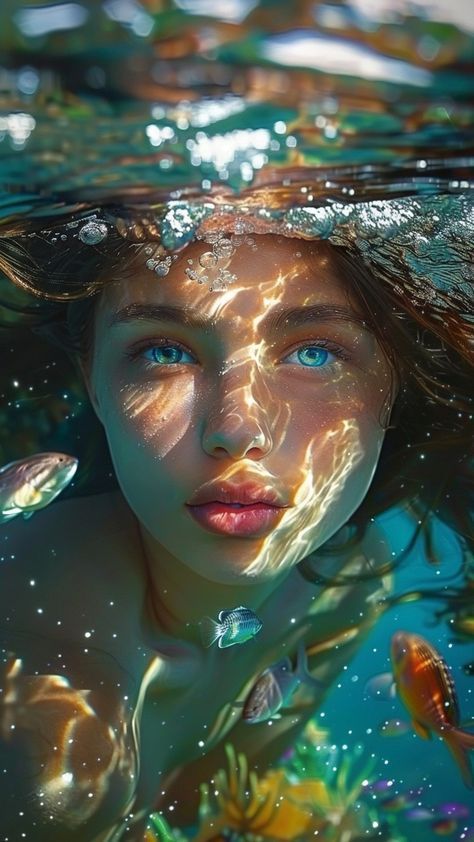 Underwater Photography Women, Under Water Drawing, Women Underwater, Girl Underwater, Underwater Portrait, Underwater Painting, Underwater Photographer, Water Drawing, Comic Style Art