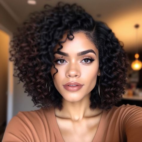 Long Bob Natural Hair, Curly Bob Hairstyles For Black Women Middle Part, Side Part Curly Bob Weave, Medium Length Coily Hair, Curly Side Part Bob Weave Black Women, Curly Bob Center Part, Curly Sew In Hairstyles, Natural Hair Bob, Naturally Curly Bob