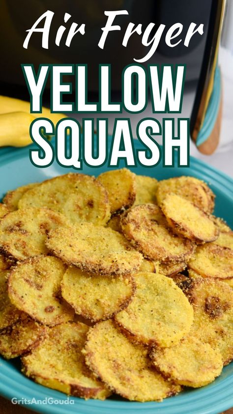 Air Fried Squash, Air Fryer Yellow Squash, Air Fryer Squash, Fried Squash Recipes, Thanksgiving Ham, Fried Squash, How To Cook Squash, New Air Fryer Recipes, Yellow Squash Recipes