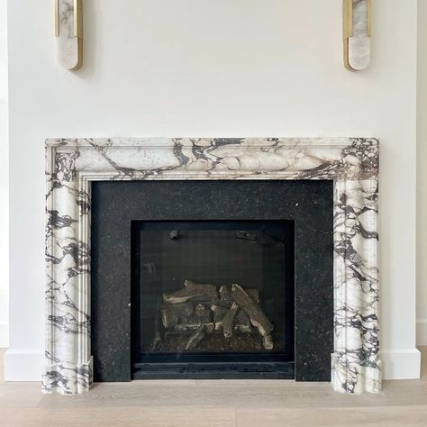 Grey Quartz Countertops, Modern Fireplace Mantels, Fireplace Mantel Surround, Fireplace Marble, Calacatta Viola Marble, Decorating Rooms, Viola Marble, Fireplace Mantel Surrounds, Marble Fireplace Mantel