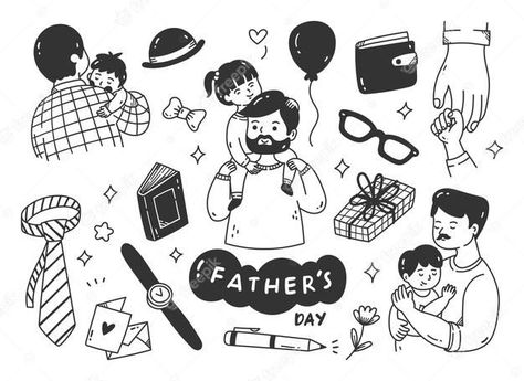 Fathers Day Doodle Art, Father Doodle, Fathers Day Doodles, Father Day Illustration, Fathers Day Illustration, Father's Day Lines, Father's Day Drawings, Father's Day Drawing, Mom Doodle